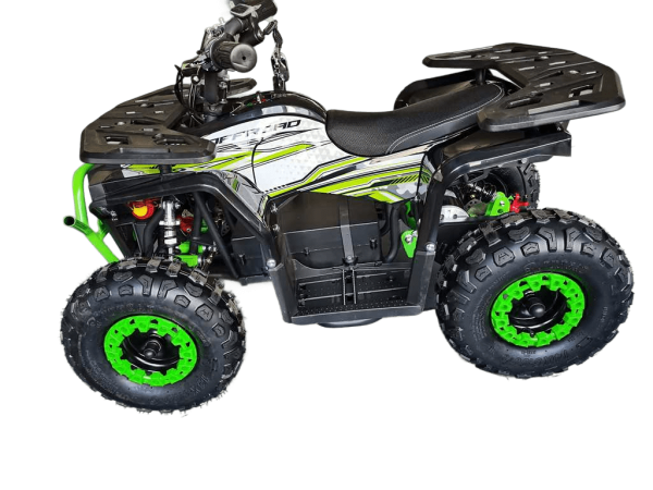 Электроквадроцикл детский Мотомир ORION 1000W чёрный/зелёный (машинокомплект) | Мототека