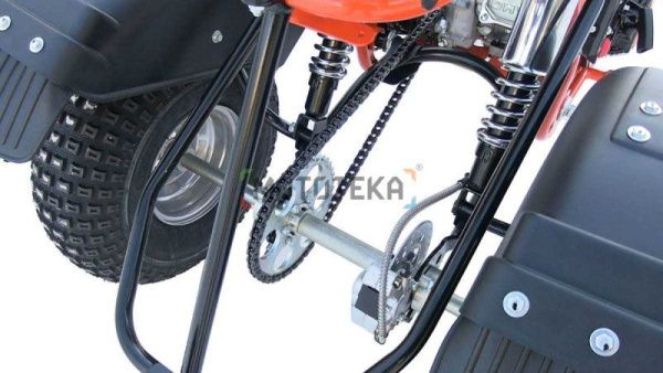 Трицикл Мотомир САФАРИ-3LЕ-8+ ТРИТОН 2 (длинное седло, сзади 2 амортизатора Урал) оранжевая рама | Мототека